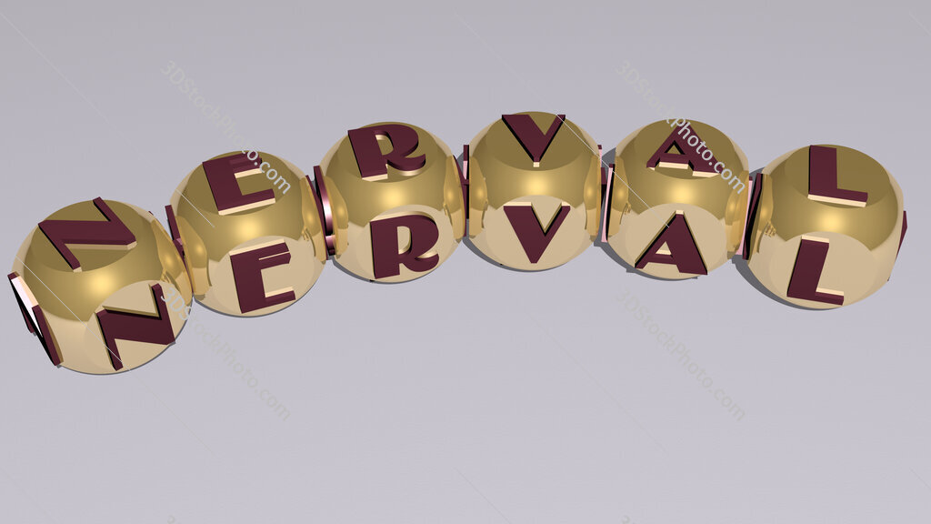 Nerval curved text of cubic dice letters