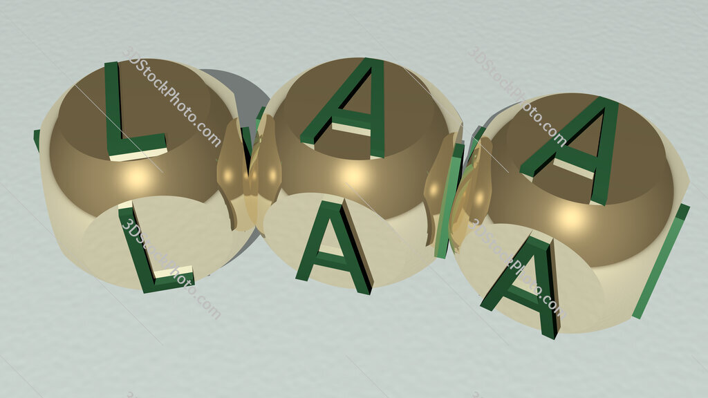 LAA curved text of cubic dice letters
