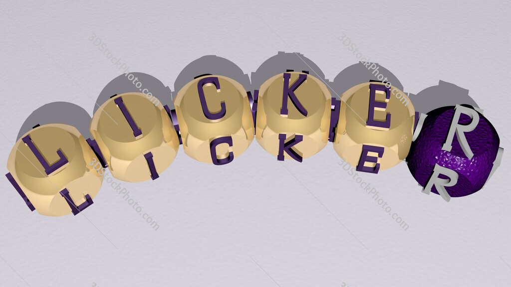 Licker curved text of cubic dice letters