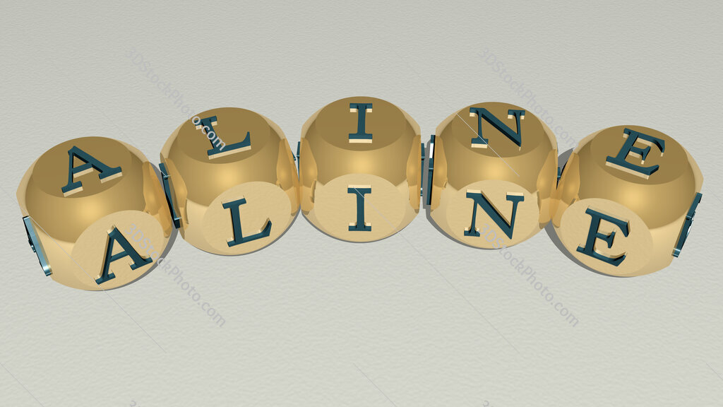 Aline curved text of cubic dice letters