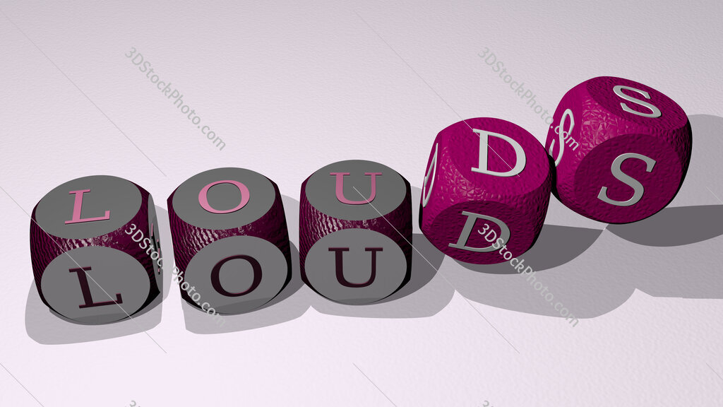 Louds text by dancing dice letters