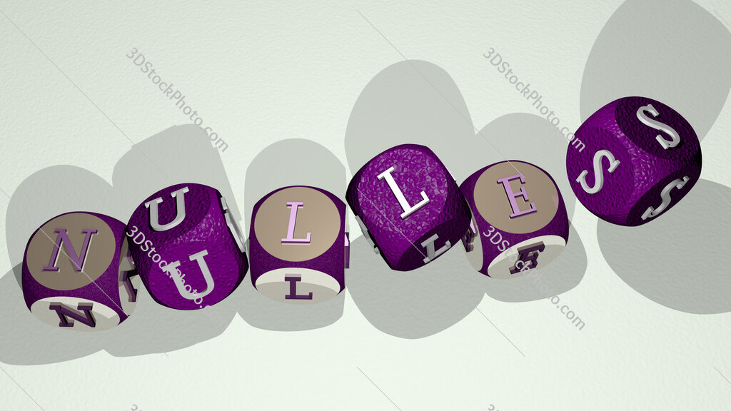 Nulles text by dancing dice letters