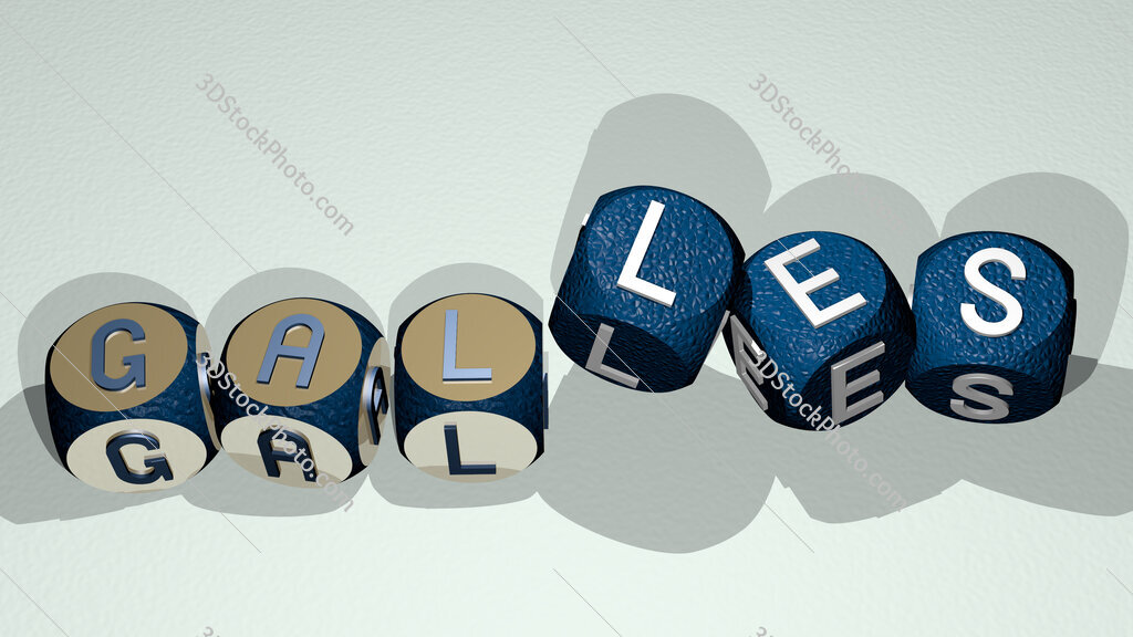 Galles text by dancing dice letters