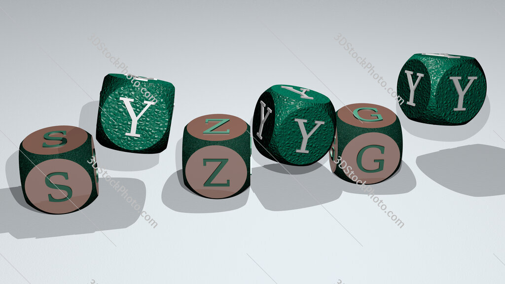 Syzygy text by dancing dice letters