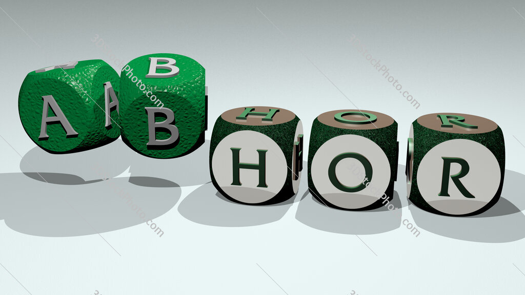 Abhor text by dancing dice letters