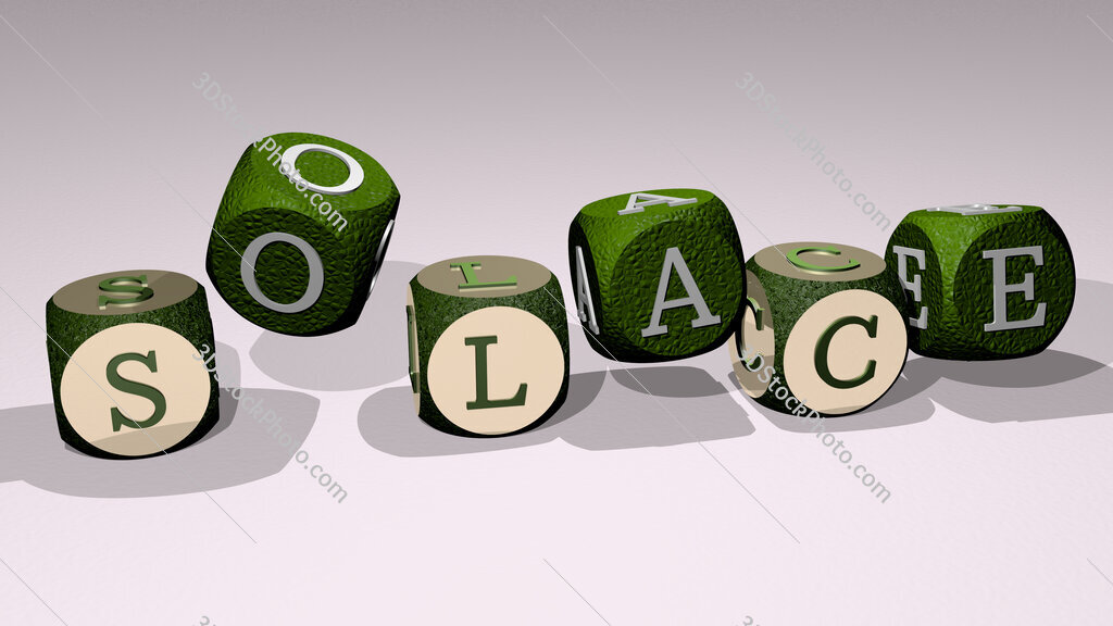 Solace text by dancing dice letters