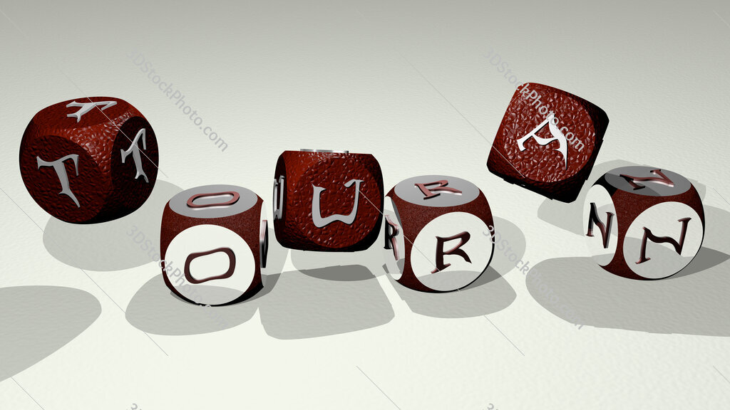Touran text by dancing dice letters