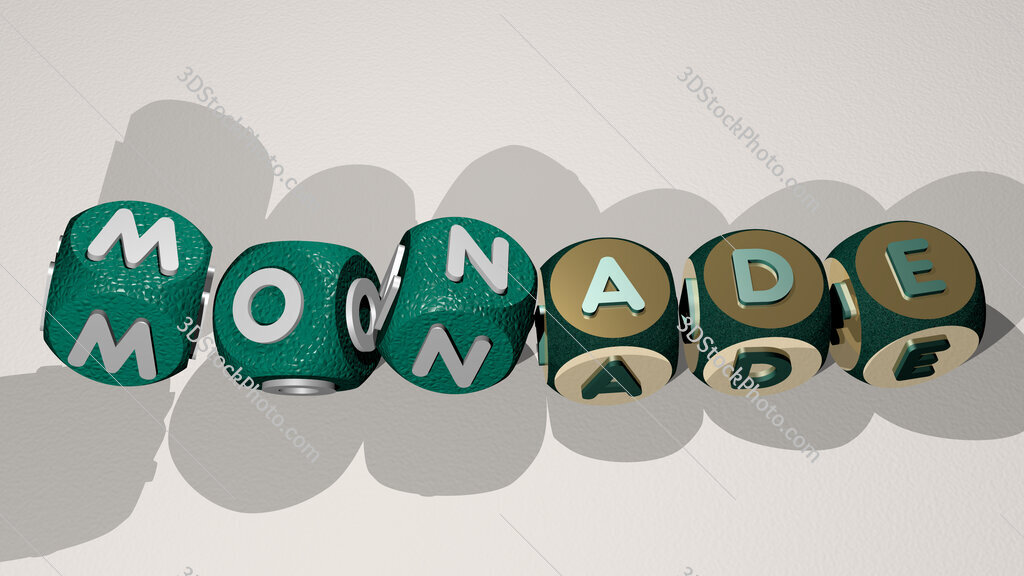 Monade text by dancing dice letters