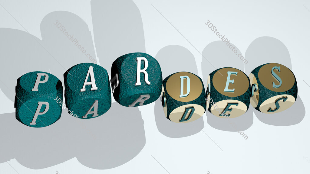 Pardes text by dancing dice letters