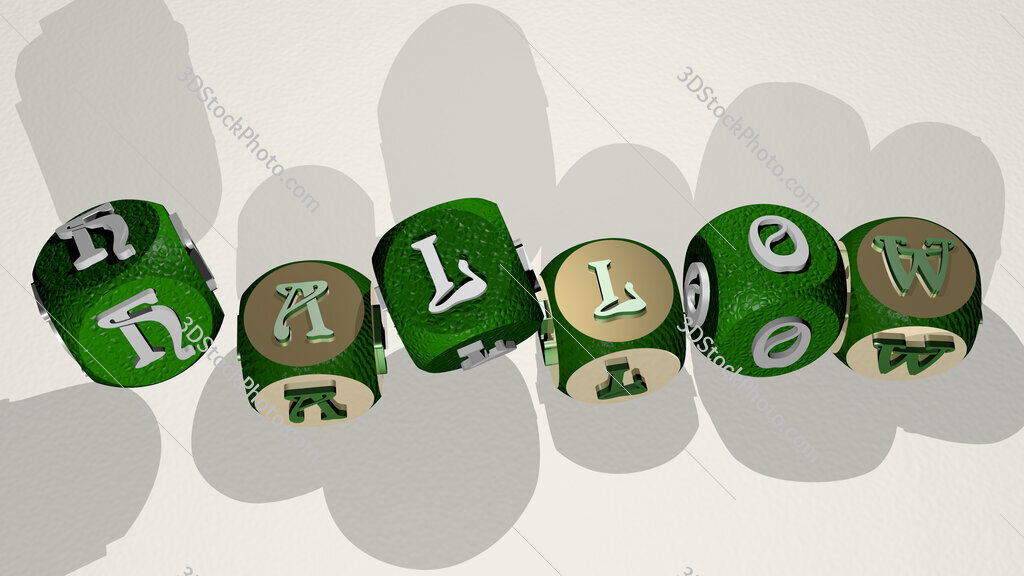 Hallow text by dancing dice letters