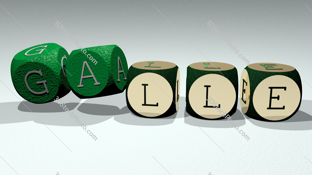 Galle text by dancing dice letters