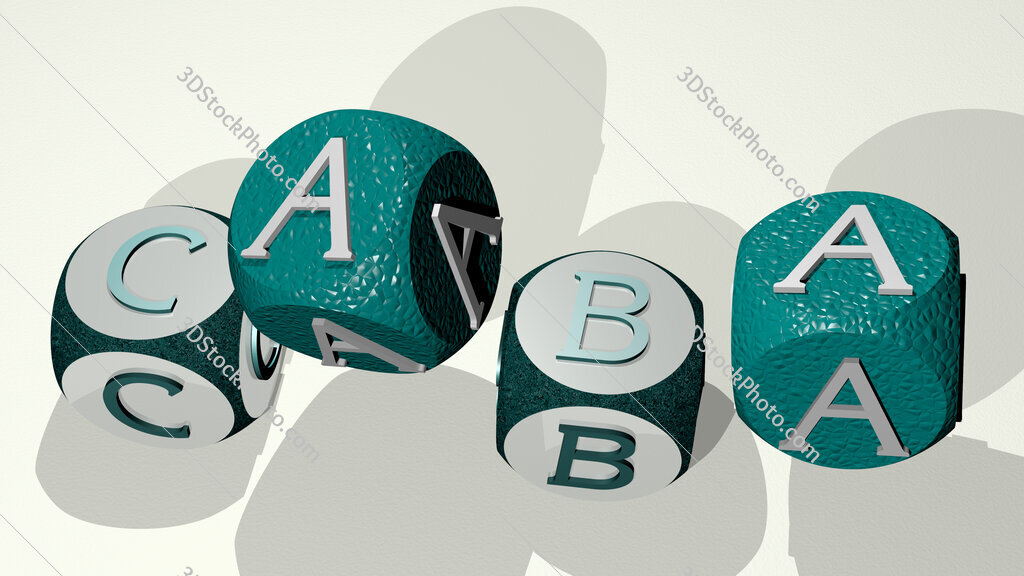 Caba text by dancing dice letters