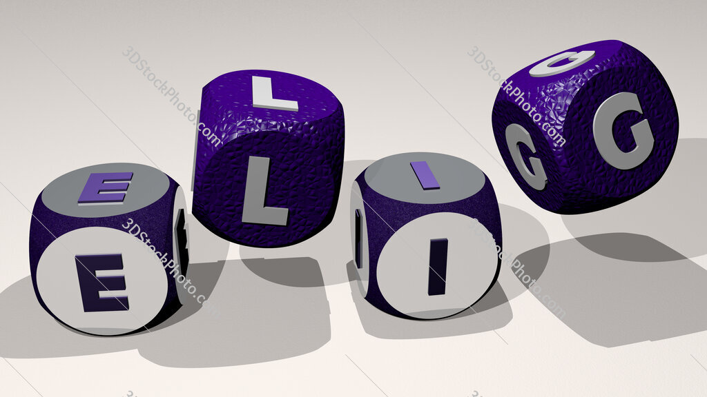 Elig text by dancing dice letters