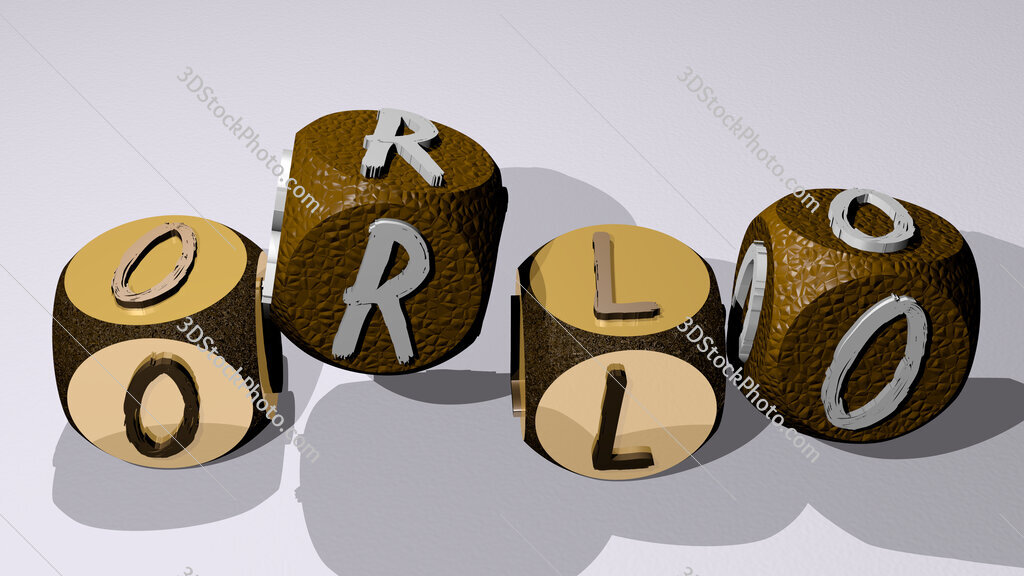 Orlo text by dancing dice letters