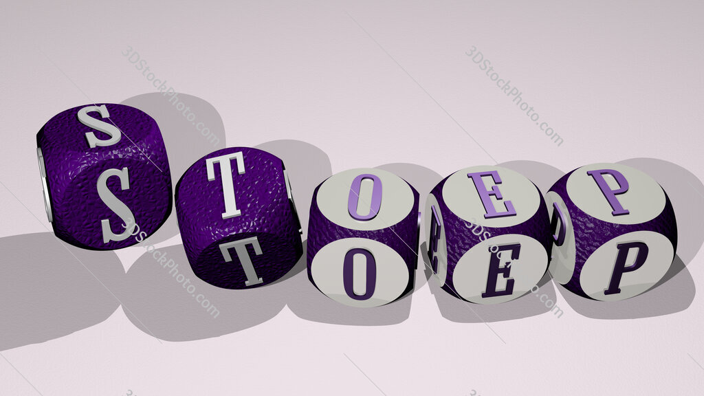 Stoep text by dancing dice letters