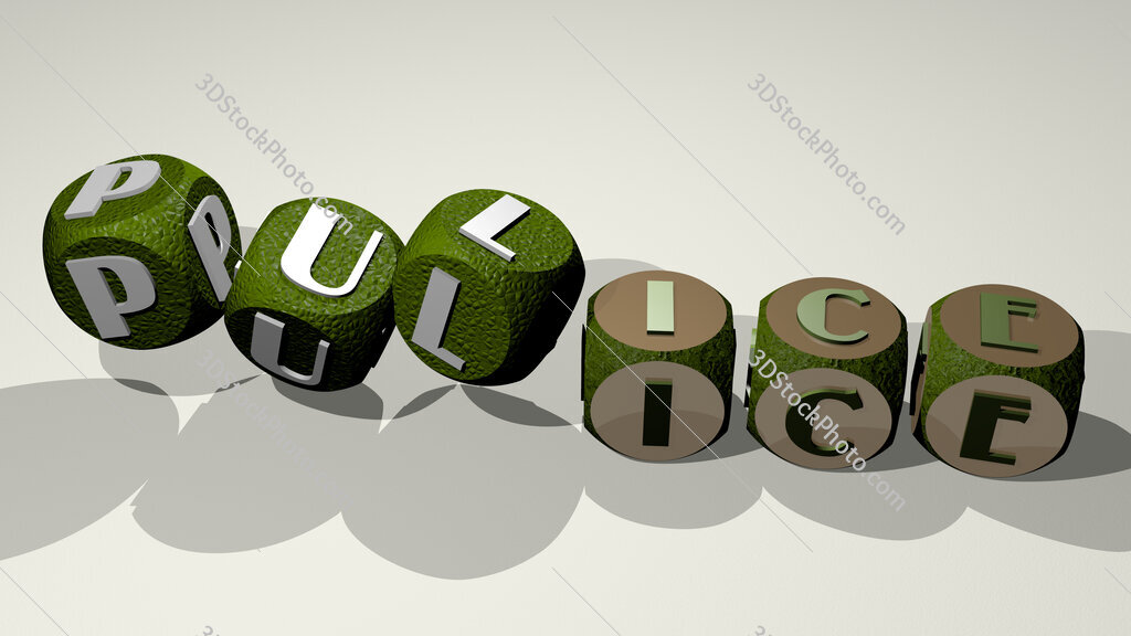 Pulice text by dancing dice letters