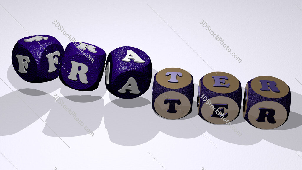 Frater text by dancing dice letters