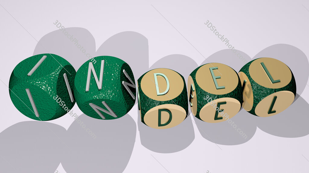 Indel text by dancing dice letters