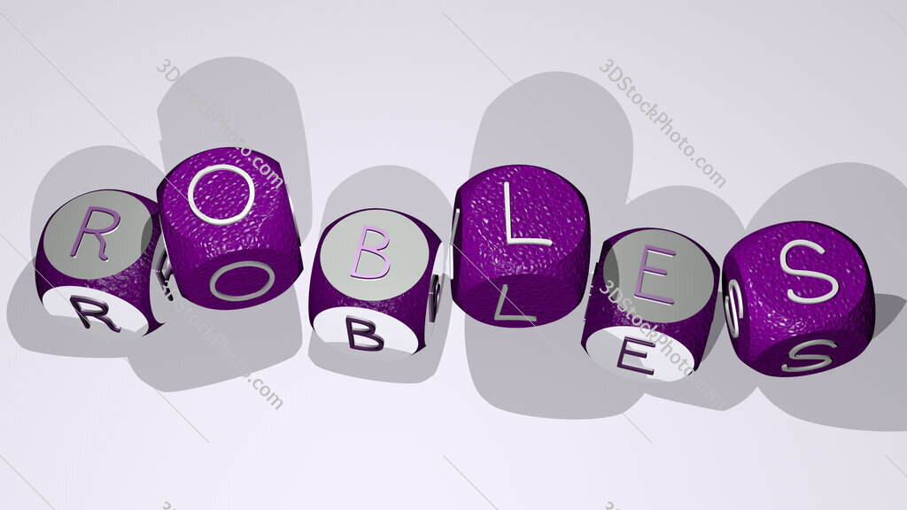 Robles text by dancing dice letters