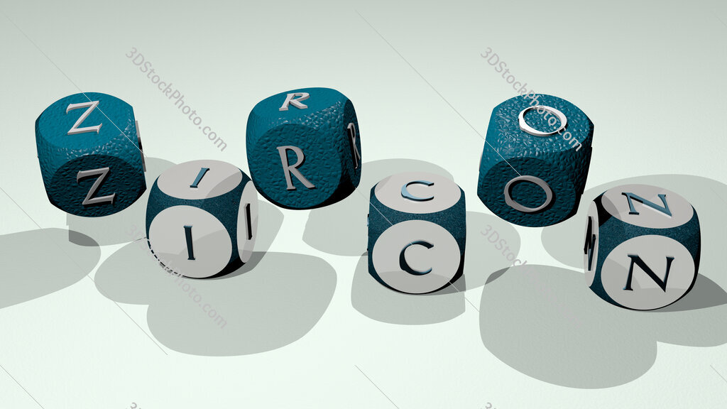 zircon text by dancing dice letters