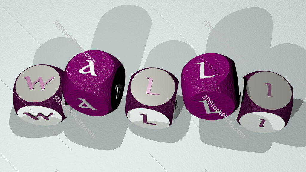 Walli text by dancing dice letters