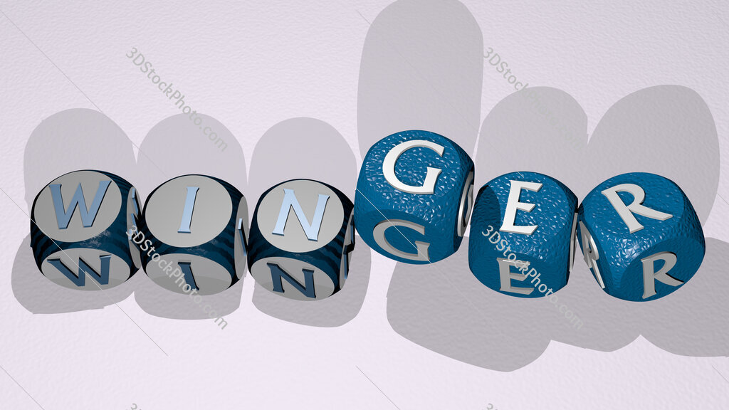 Winger text by dancing dice letters