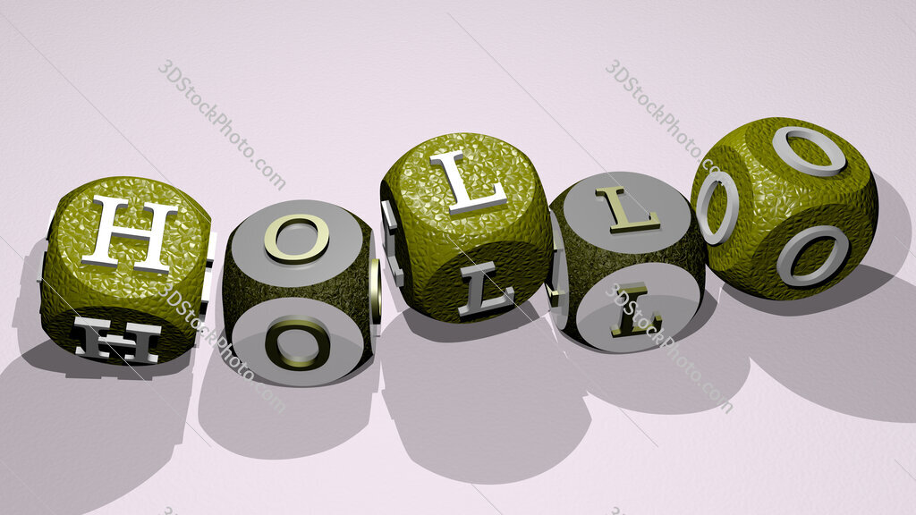 Hollo text by dancing dice letters