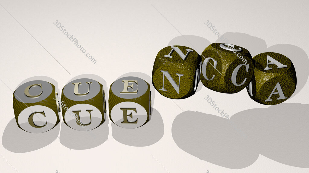 Cuenca text by dancing dice letters