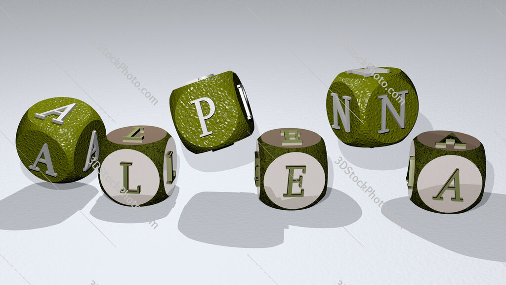 Alpena text by dancing dice letters