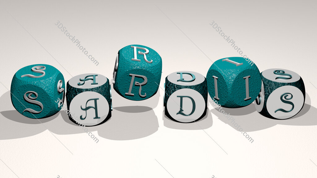 Sardis text by dancing dice letters