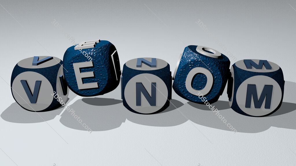 Venom text by dancing dice letters