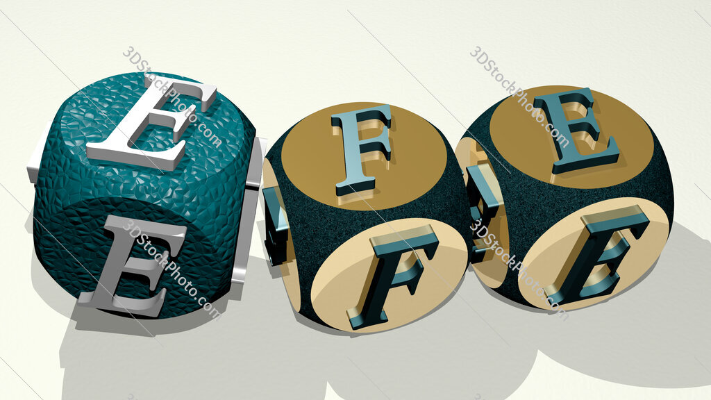 Efe text by dancing dice letters
