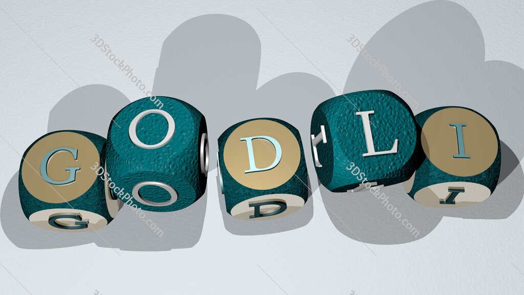 Godli text by dancing dice letters