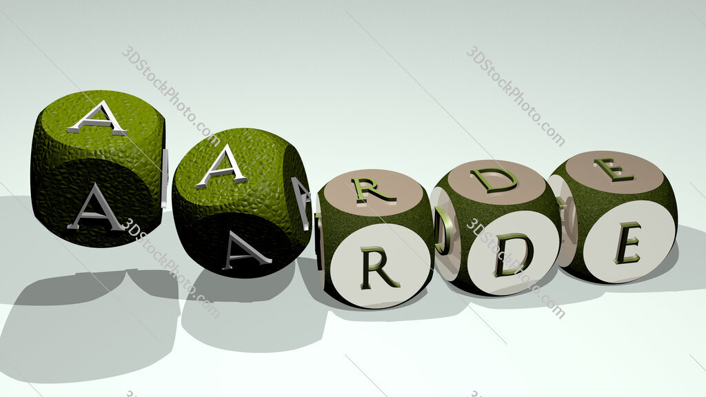 Aarde text by dancing dice letters