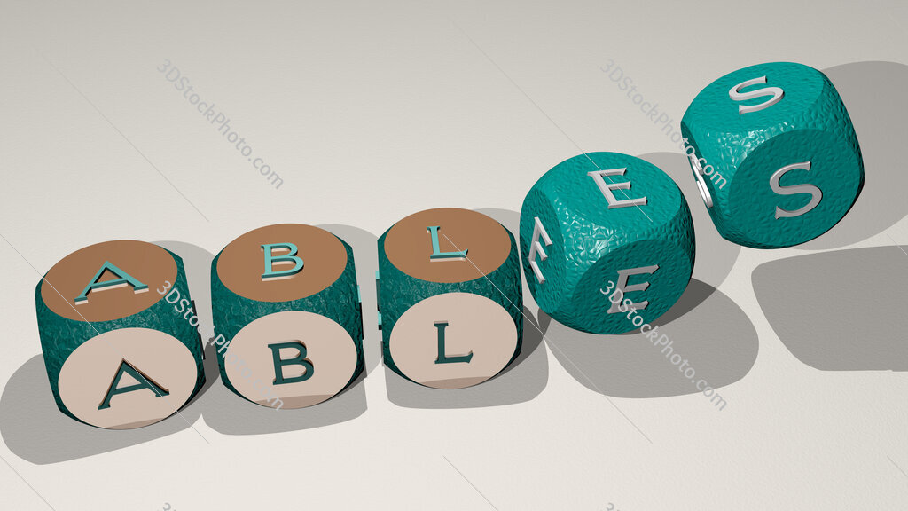 Ables text by dancing dice letters