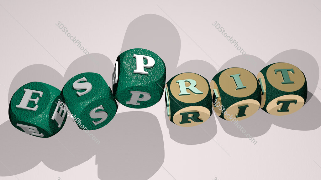 Esprit text by dancing dice letters