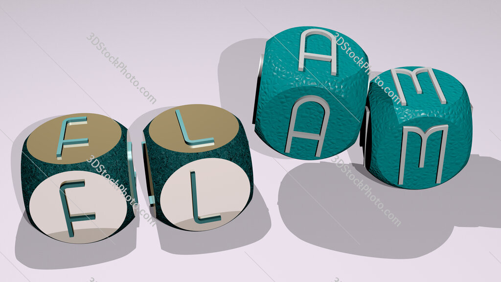 Flam text by dancing dice letters