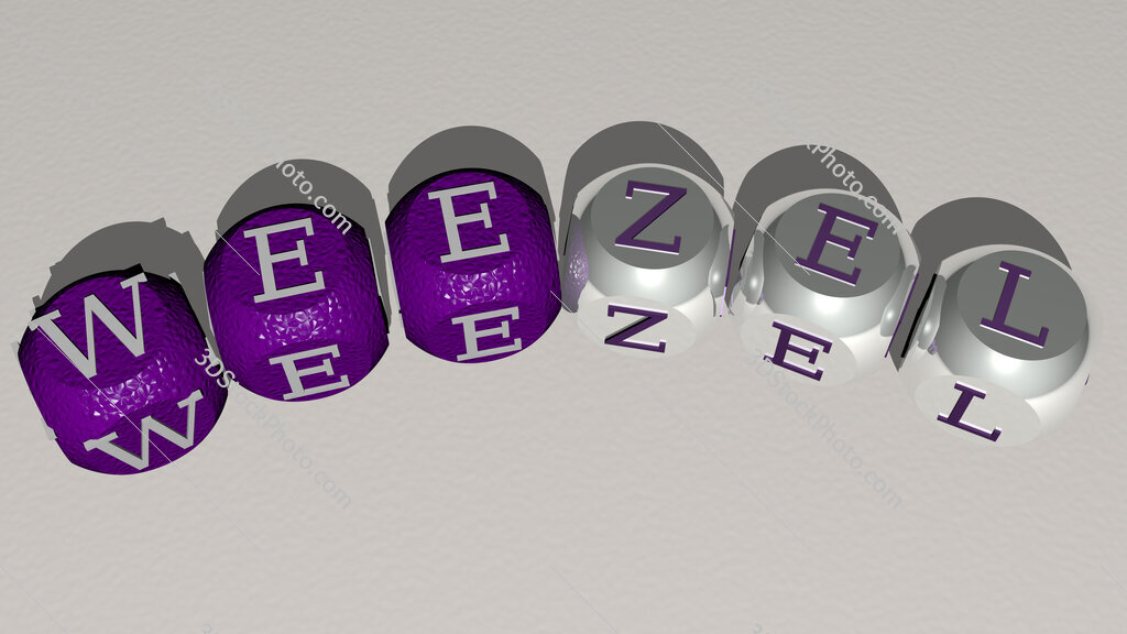 Weezel curved text of cubic dice letters