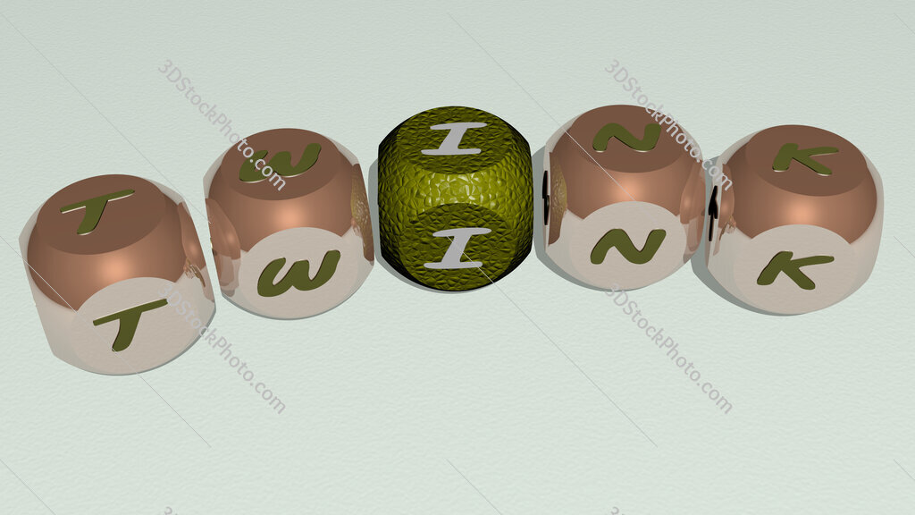 Twink curved text of cubic dice letters
