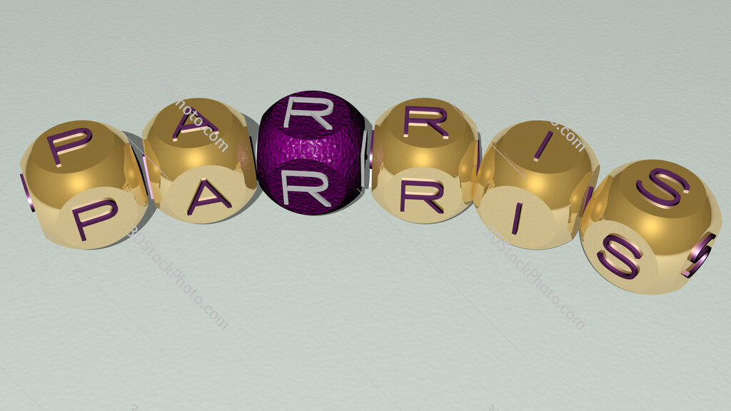 Parris curved text of cubic dice letters