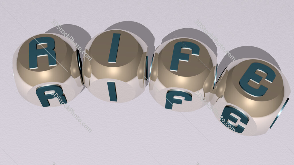 Rife curved text of cubic dice letters