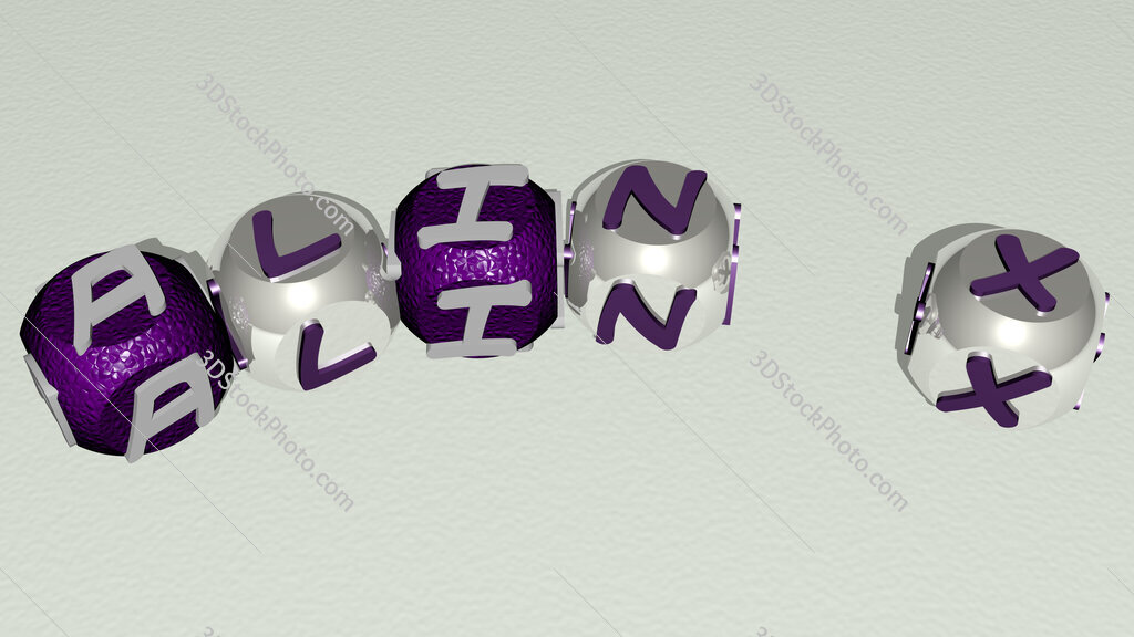 Alin X curved text of cubic dice letters