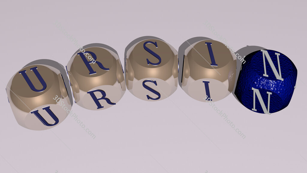 Ursin curved text of cubic dice letters
