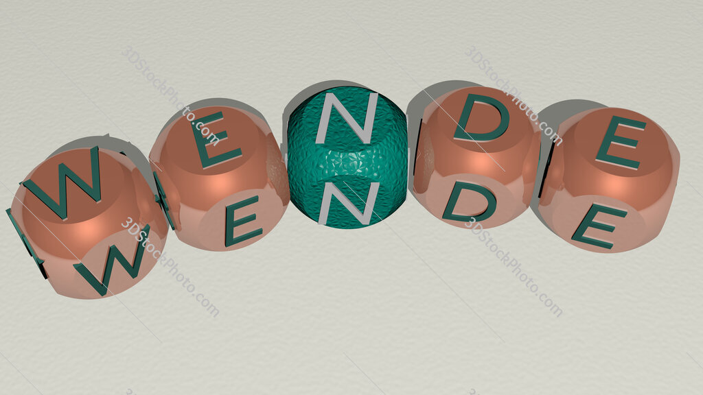 Wende curved text of cubic dice letters