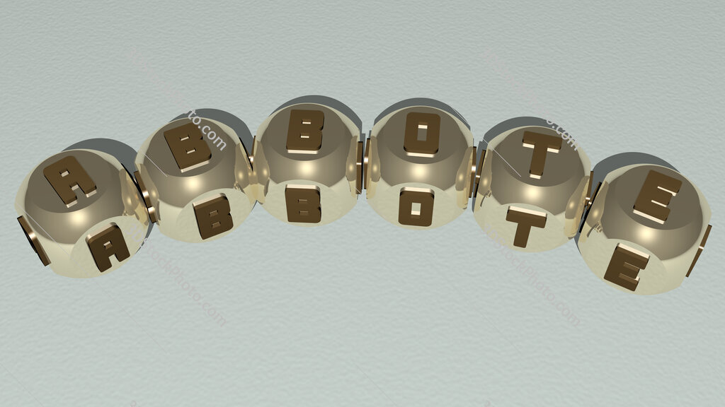 Abbote curved text of cubic dice letters