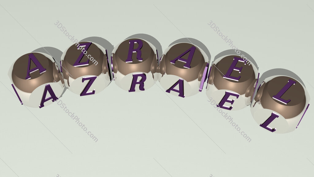 Azrael curved text of cubic dice letters