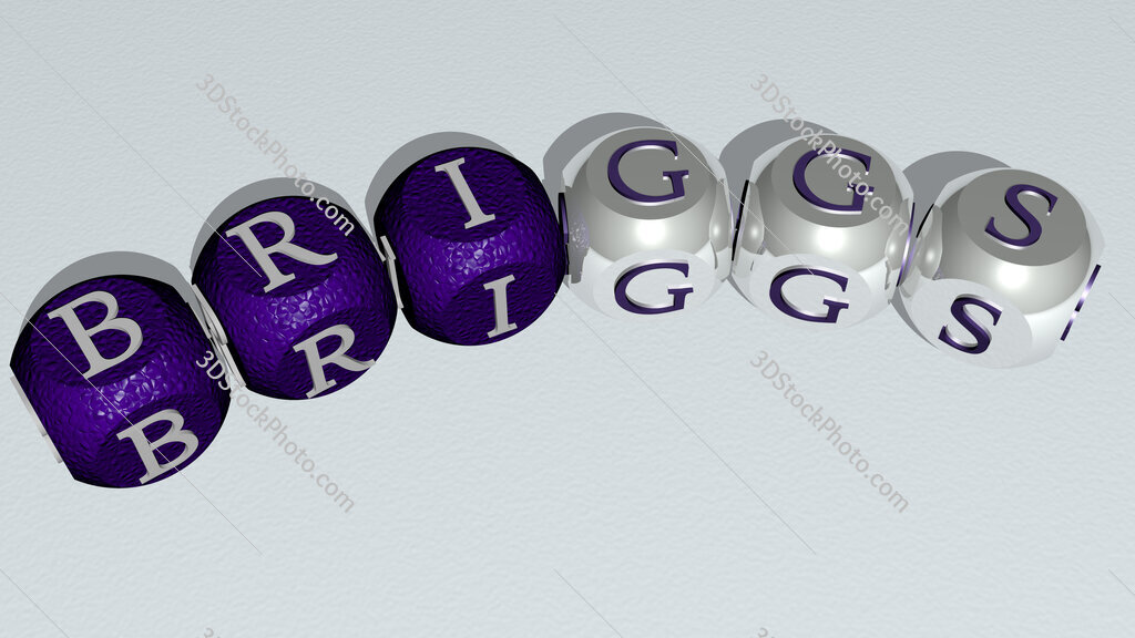 Briggs curved text of cubic dice letters