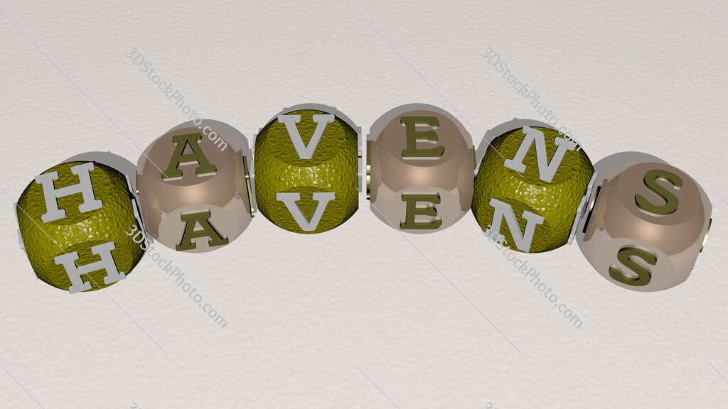 Havens curved text of cubic dice letters