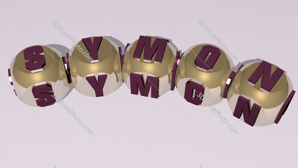 Symon curved text of cubic dice letters