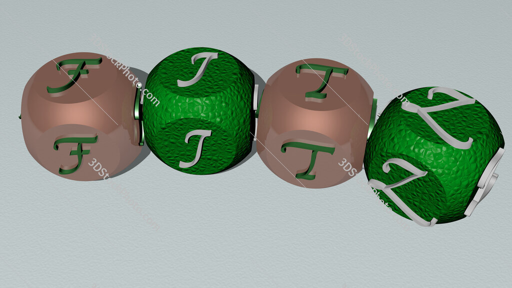 Fitz curved text of cubic dice letters